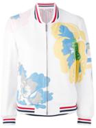 Thom Browne - Floral Print Bomber Jacket - Women - Cotton/deer Skin/cupro - 38, White, Cotton/deer Skin/cupro