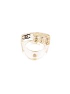 Chanel Pre-owned Cc Embellished Ring - White