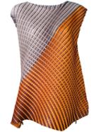 Pleats Please By Issey Miyake - Geometric Print Sleeveless Blouse - Women - Polyester - Iii, Yellow/orange, Polyester