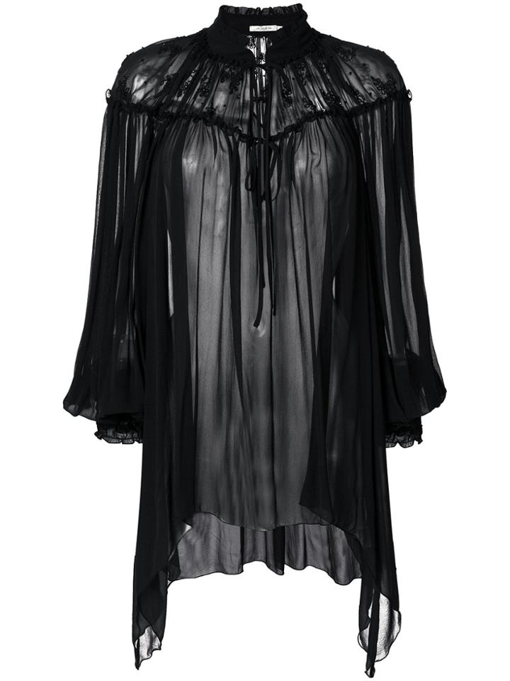 Amen Beaded Embroidery Blouse - Black