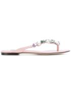Dolce & Gabbana Bejeweled Sandals - Pink & Purple