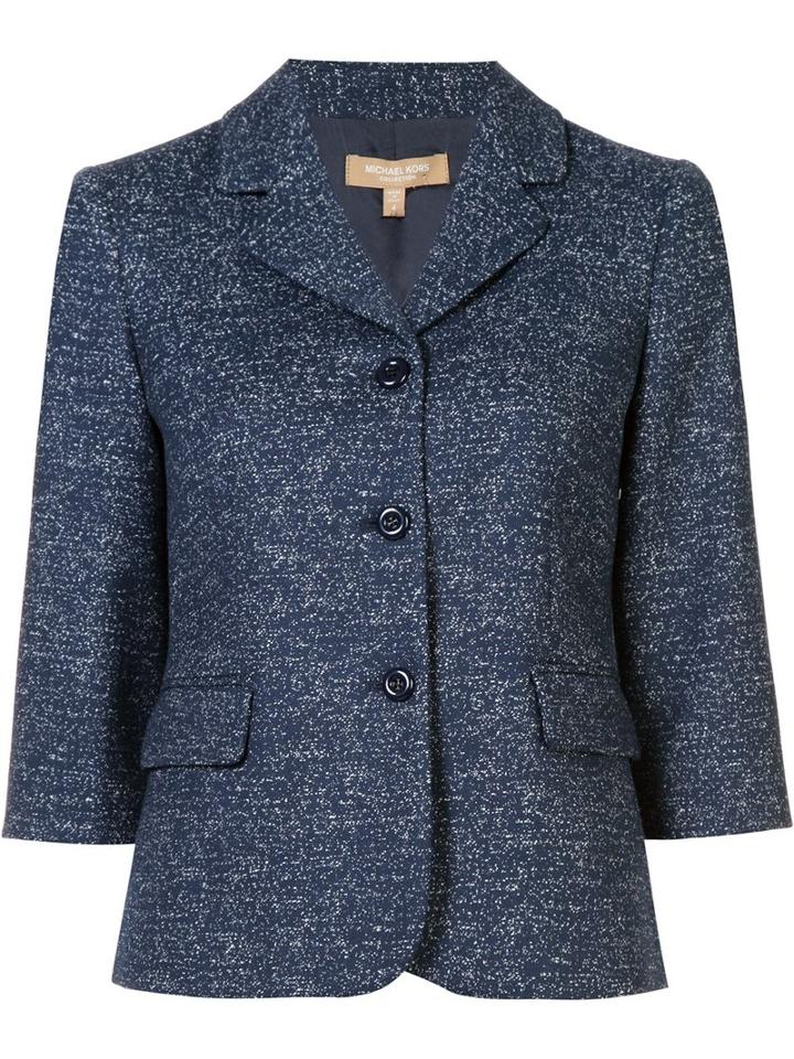 Michael Kors Three-button Blazer, Women's, Size: 10, Blue, Wool/polyamide/spandex/elastane