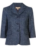 Michael Kors Three-button Blazer, Women's, Size: 10, Blue, Wool/polyamide/spandex/elastane