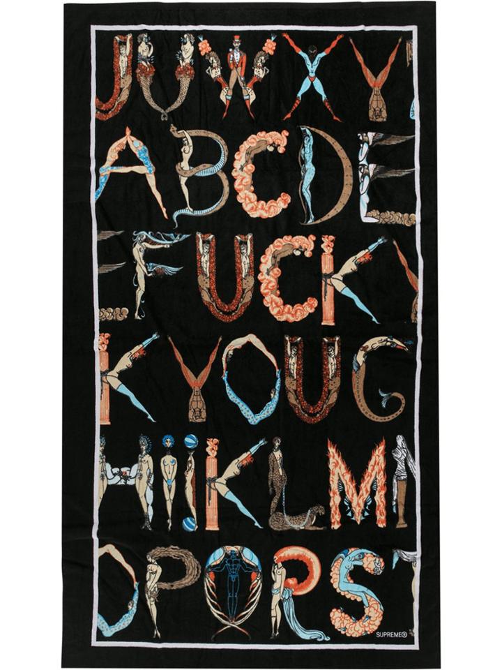 Supreme Alphabet Beach Towel - Black