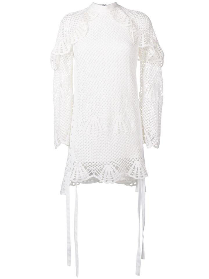 Self-portrait Scalloped Netted Shift Dress - White