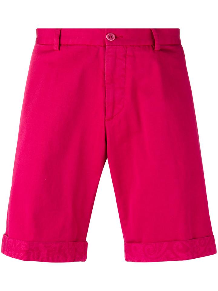 Etro - Cuffed Tailored Shorts - Men - Cotton/spandex/elastane - 48, Pink/purple, Cotton/spandex/elastane