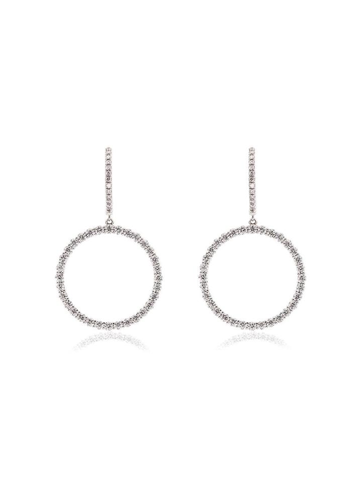 Rosa De La Cruz 18k White Gold Diamond Circle Earrings - Metallic