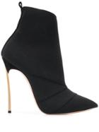Casadei Diagonal Panel Heeled Boots - Black