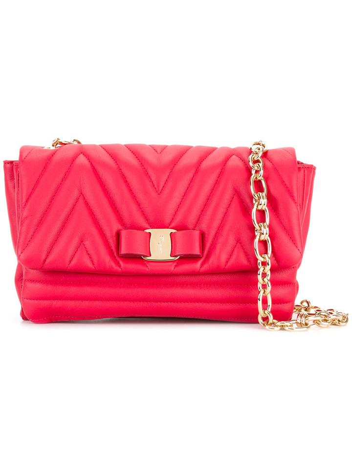Salvatore Ferragamo Ginny Shoulder Bag, Women's, Red, Lamb Skin