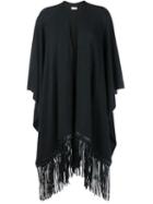 Vince Fringed Leather & Wool-cashmere Blend Poncho