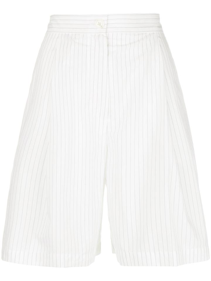 Walk Of Shame Pinstripe Pleated Shorts - White