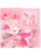 Salvatore Ferragamo Floral Print Scarf, Women's, Pink/purple, Silk/wool