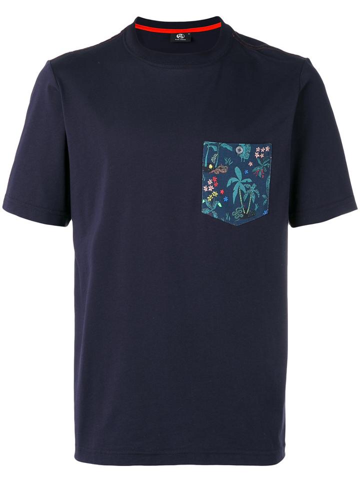 Paul By Paul Smith Printed Pocket Shirt, Men's, Size: Medium, Blue, Cotton