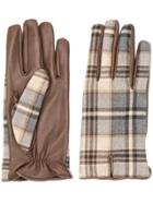 Etro Plaid Leather Gloves - Brown