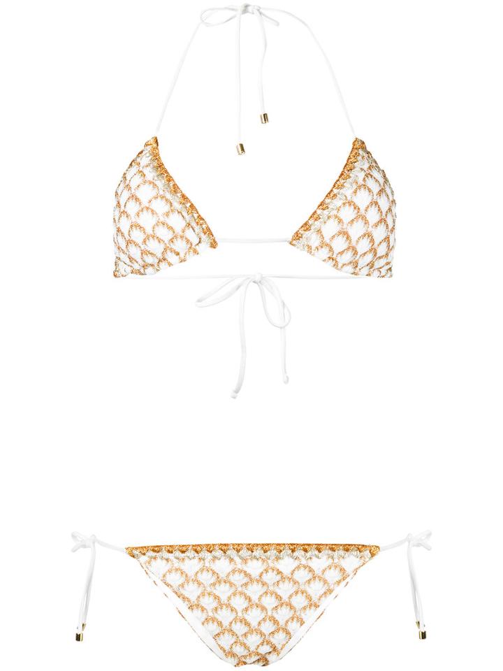 Missoni - Art Deco Pattern Bikini - Women - Cotton/nylon/polyester/cupro - 38, White, Cotton/nylon/polyester/cupro