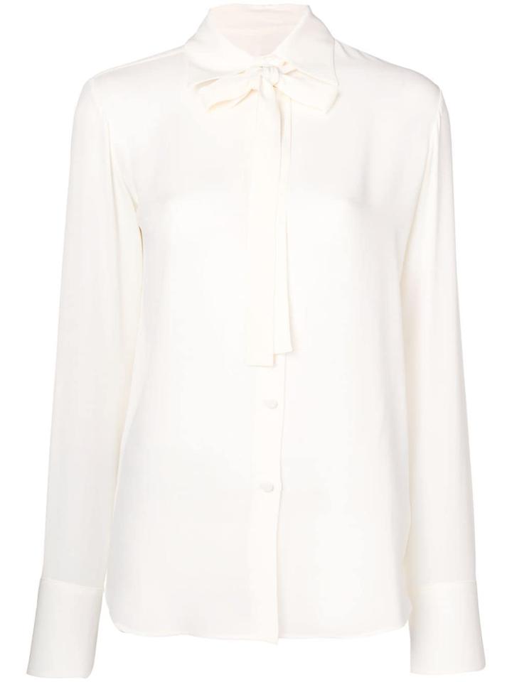 Valentino Pussy Bow Silk Blouse - White