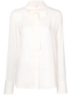 Valentino Pussy Bow Silk Blouse - White