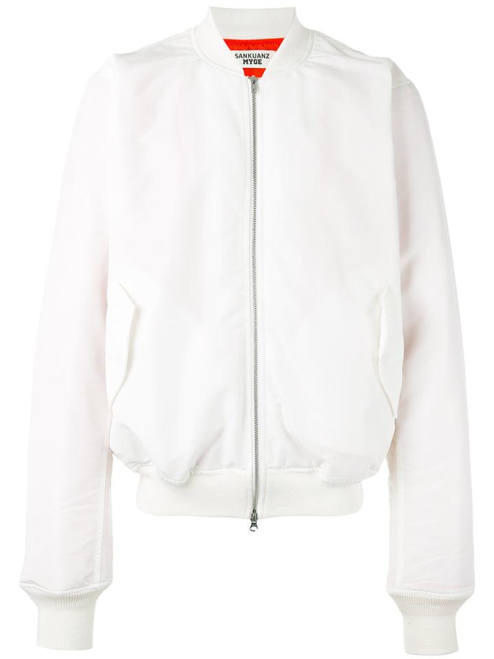 Sankuanz Rear Print Bomber Jacket, Men's, Size: Small, White, Polyester