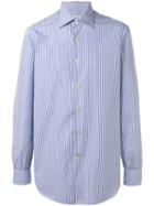 Kiton Striped Shirt, Men's, Size: 42, Blue, Cotton