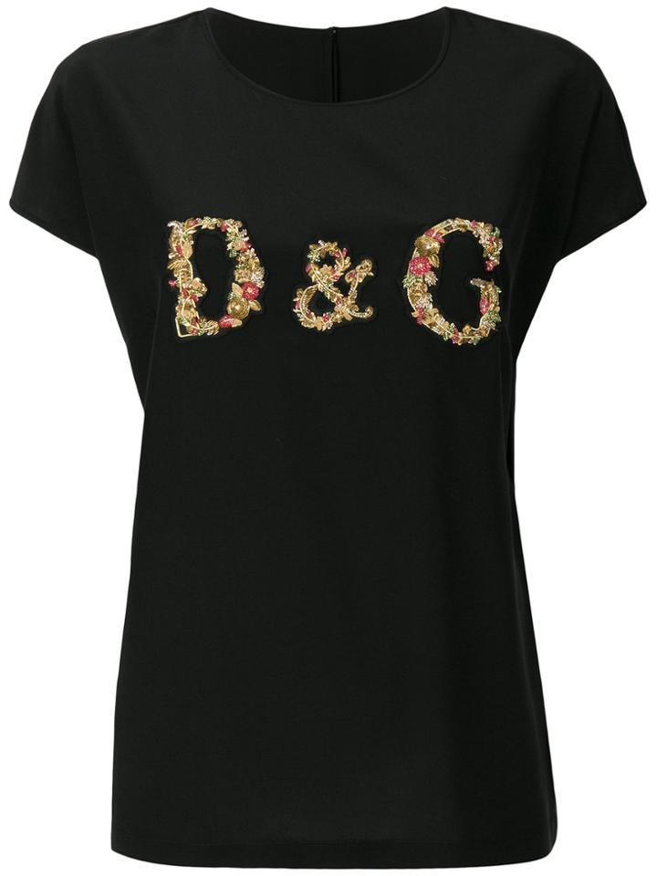 Dolce & Gabbana Embellished Logo Top - Black