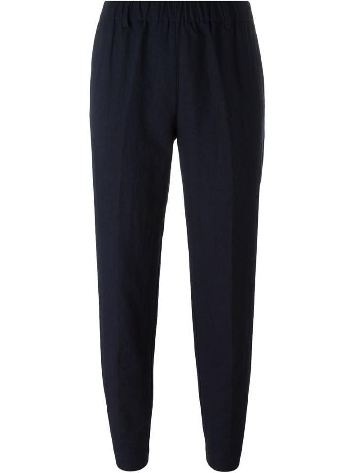 Forte Forte Tapered Cropped Trousers, Women's, Size: 3, Blue, Linen/flax/cotton