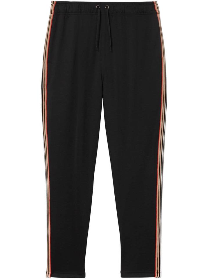 Burberry Icon Stripe Detail Jersey Trackpants - Black