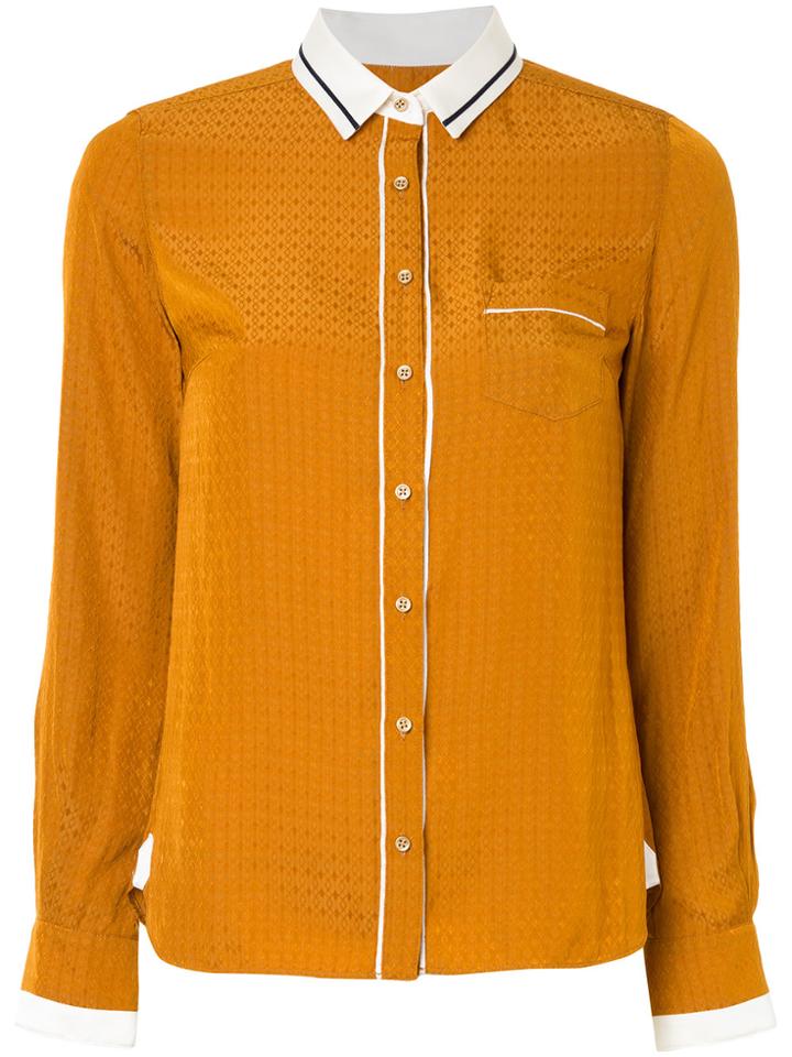 Loveless Contrast Fitted Blouse - Yellow & Orange