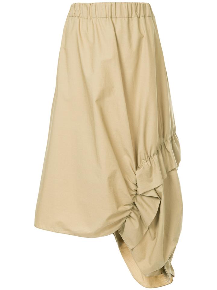 Marni Asymmetric Ruffled Skirt - Brown