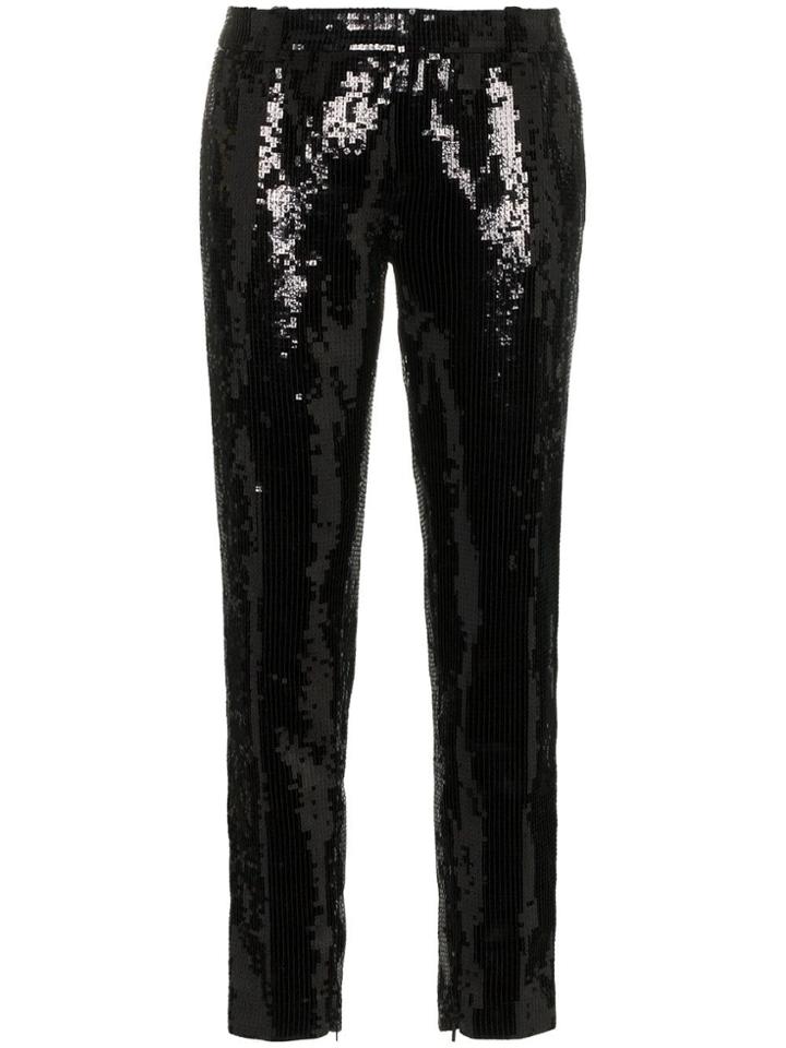 Saint Laurent Sequin Embellished Slim Leg Trousers - Black