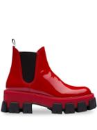 Prada Monolight Patent Leather Booties - Red