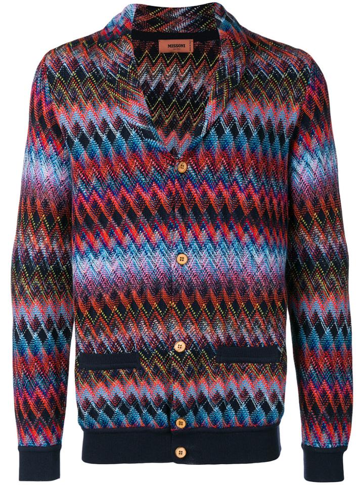 Missoni Shawl Collar Chevron Knit Cardigan - Multicolour