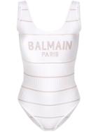 Balmain Logo Knitted Body - White