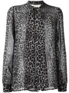 Michael Michael Kors Leopard Print Pussybow Blouse, Women's, Size: Small, Black, Polyester/cotton