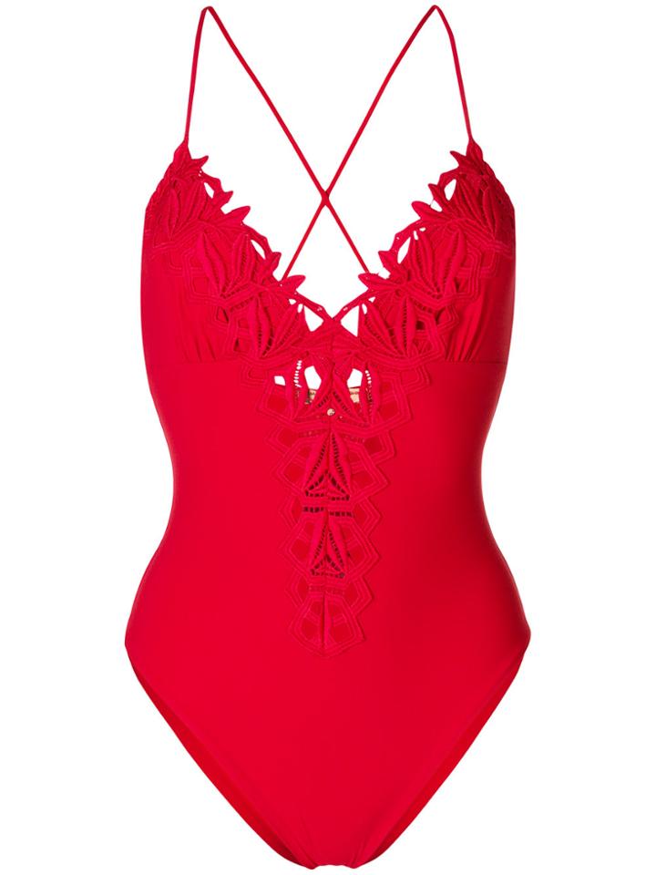 Ermanno Scervino Floral Trim One-piece - Red