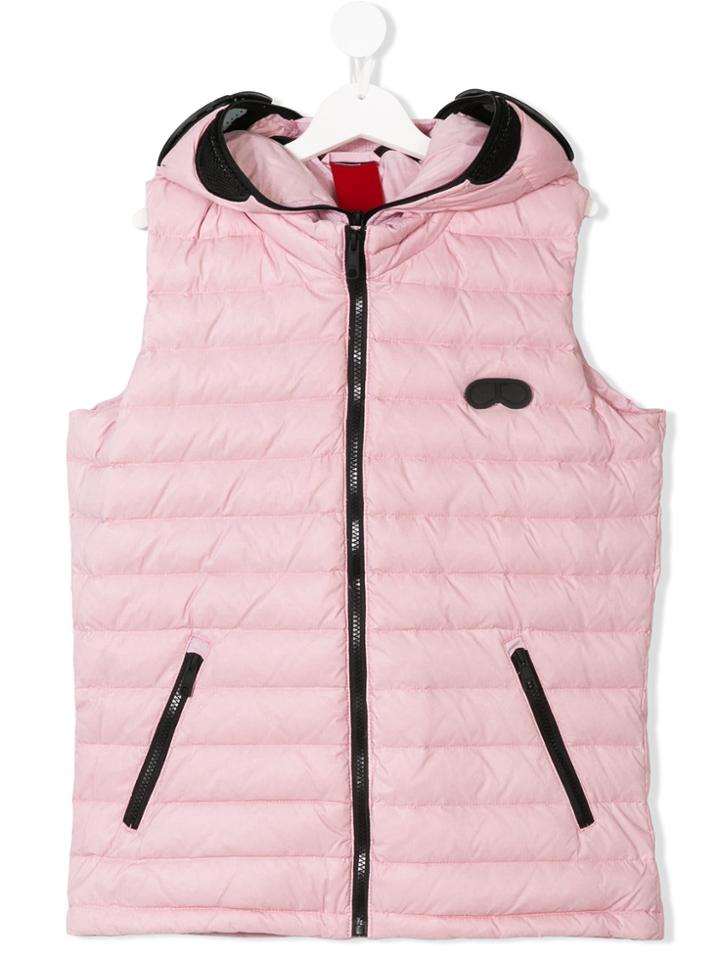 Ai Riders On The Storm Kids Teen Logo Patch Padded Gilet - Pink &