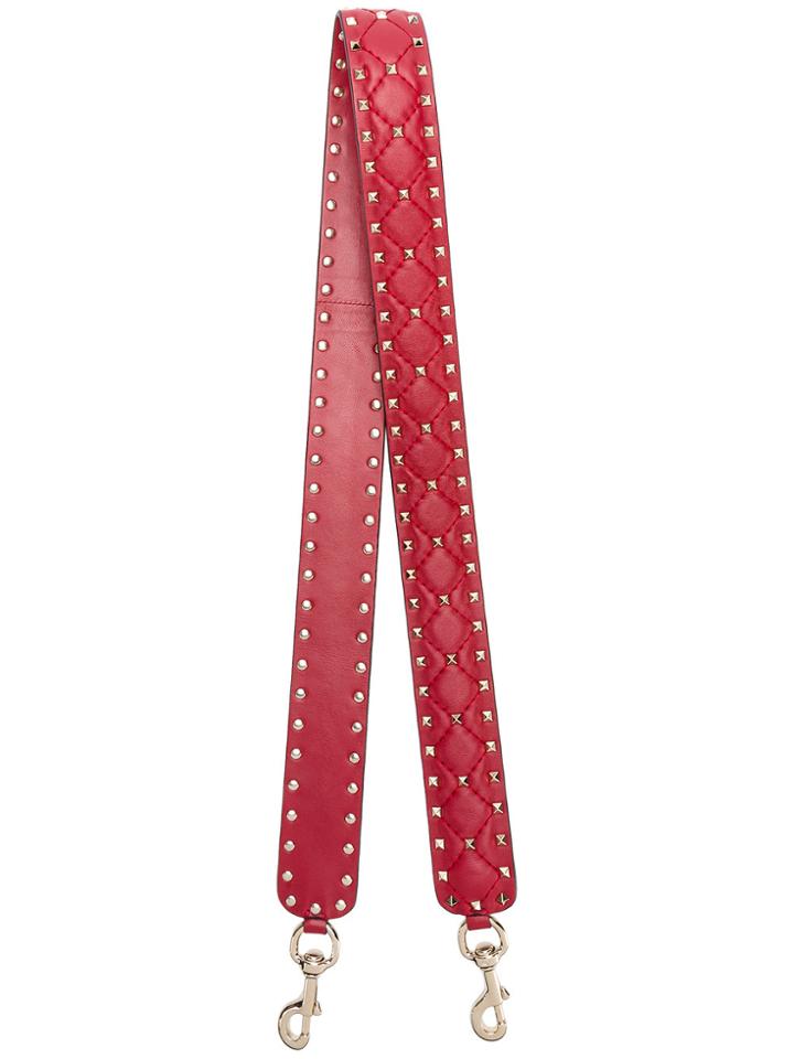 Valentino Red Leather Rockstud Bag Strap