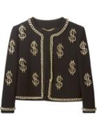 Moschino Chain Embellished Jacket, Women's, Size: 42, Black, Polyester/spandex/elastane/rayon/triacetate