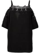 Agnona - Strap Cold Shoulder Blouse - Women - Cotton - 42, Women's, Black, Cotton