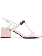 Prada Strappy Block Heel Sandals - Pink & Purple
