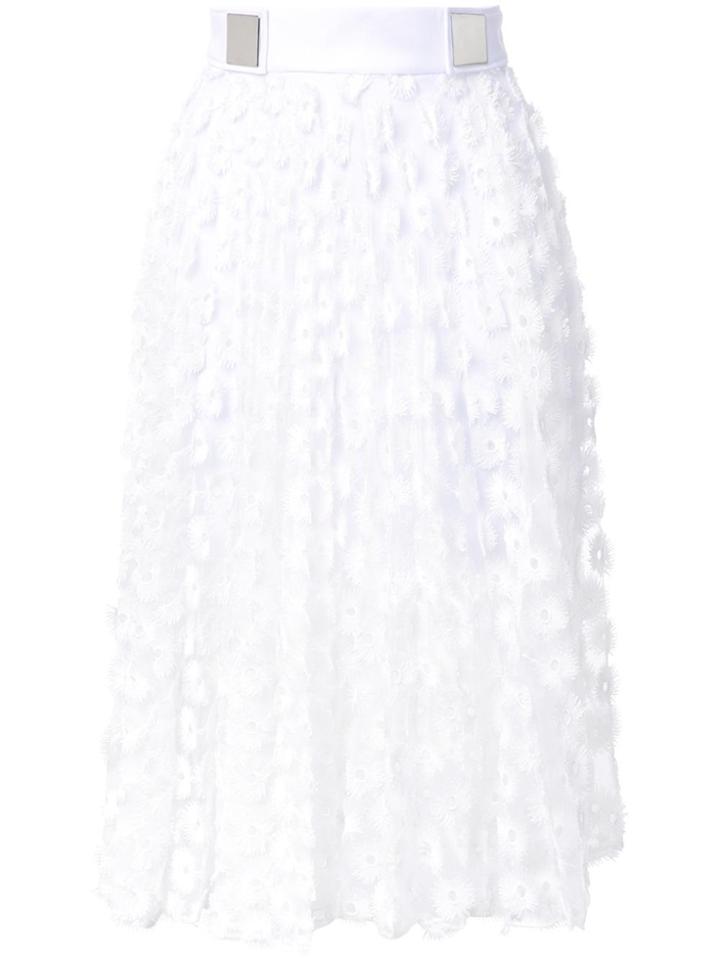 Carven Eyelet Pleated Skirt - White