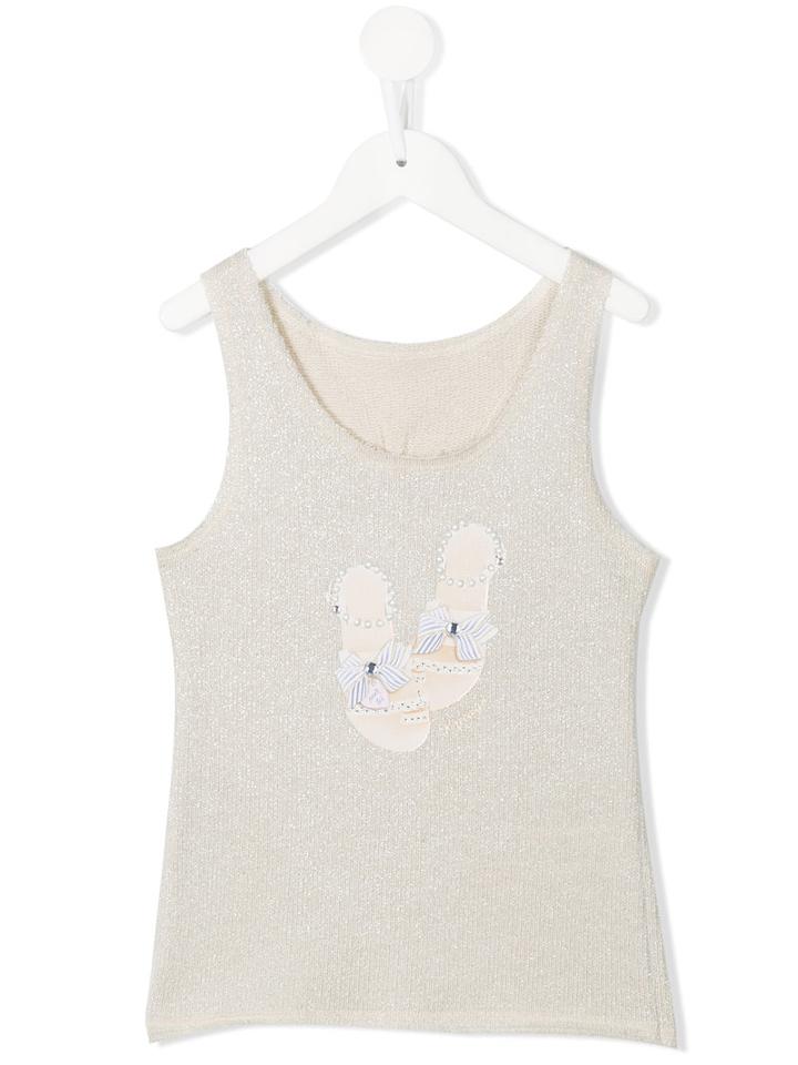 Lapin House - Shimmer Tank Top - Kids - Cotton/lurex - 6 Yrs, Girl's, Nude/neutrals