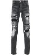 Philipp Plein Distressed Slim-fit Jeans - Grey