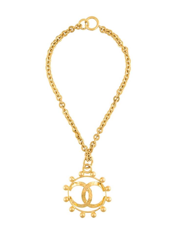 Chanel Vintage Vintage Cc Logo Sunburst Necklace, Women's, Metallic