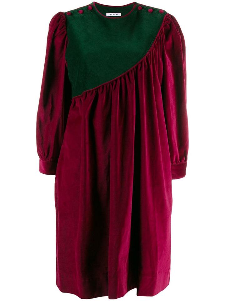 Batsheva Two Tone Velvet Dress - Red