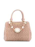 Miu Miu Matelassé Crystal Top-handle Bag - Neutrals