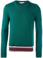 Carven Crew Neck Jumper, Men's, Size: Small, Green, Wool