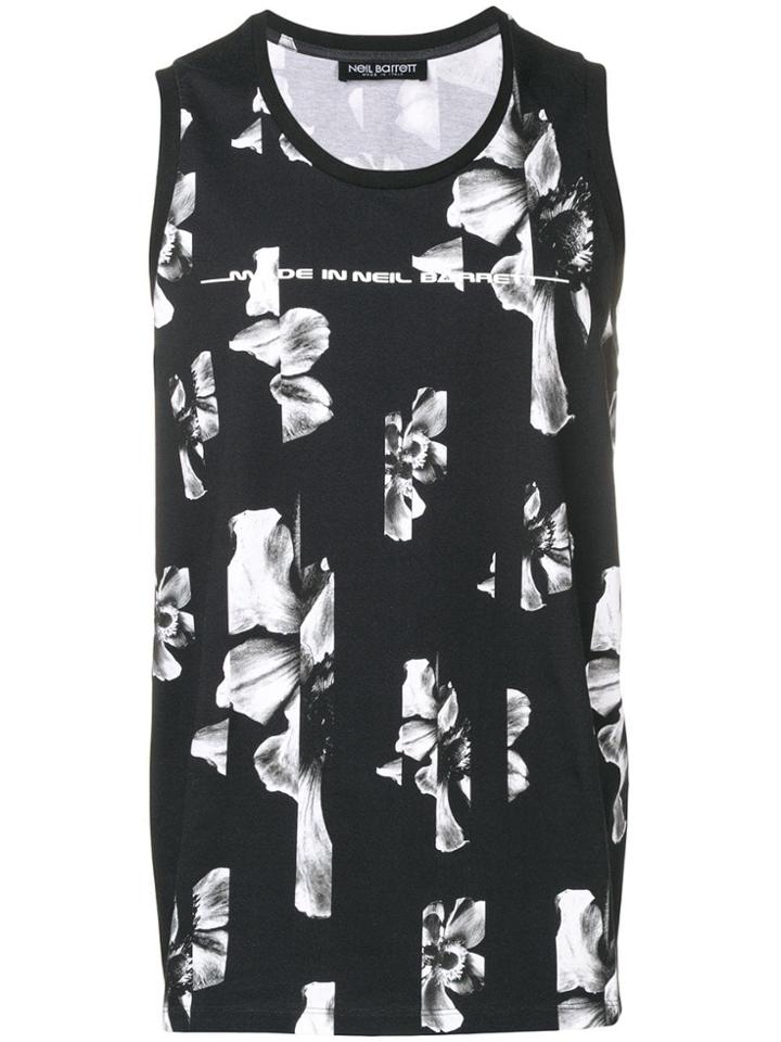 Neil Barrett Floral Print Tank - Black
