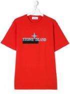 Stone Island Junior Shadow Logo Print T-shirt - Red