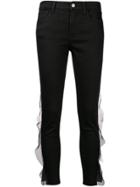 J Brand Cropped Ruffle Detail Trousers - Black