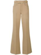 Marc Jacobs Flared Pleated Trousers - Nude & Neutrals